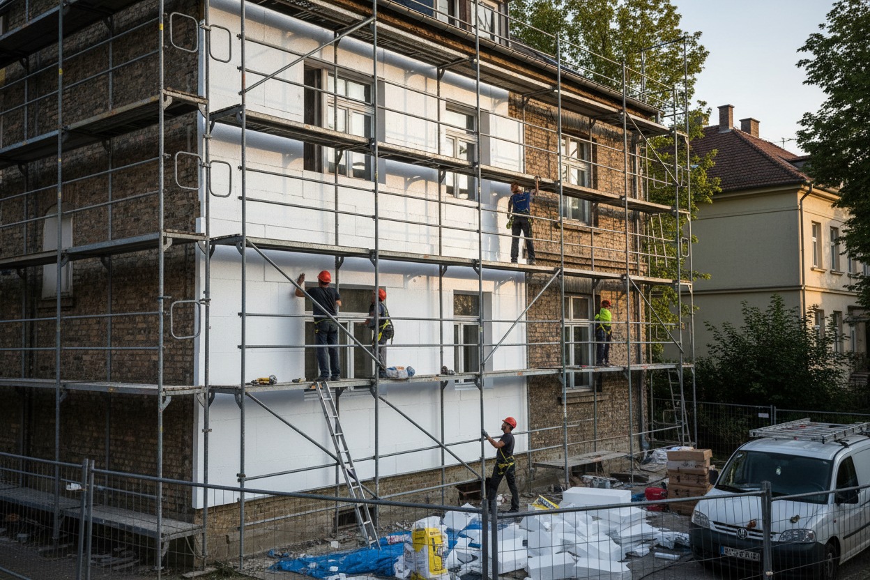 termomodernizacja budynku jednorodzinnego – montaż izolacji ścian zewnętrznych"