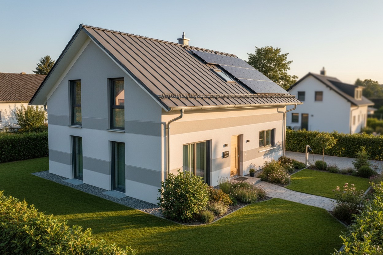 dom jednorodzinny po termomodernizacji z nową elewacją i ociepleniem"